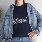 Blessed Lettered T-Shirt – Soft Cotton Tee with Subtle Gratitude Script – A Quiet Reminder of Faith, Grace & Inner Peace