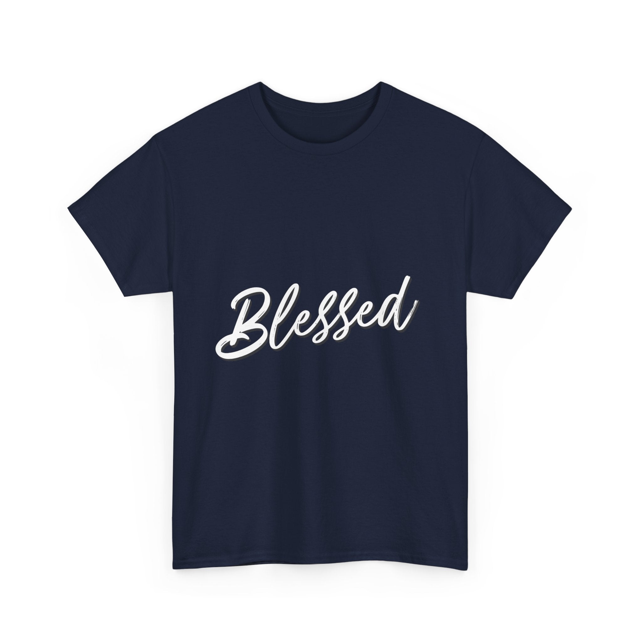 Blessed Lettered T-Shirt – Soft Cotton Tee with Subtle Gratitude Script – A Quiet Reminder of Faith, Grace & Inner Peace