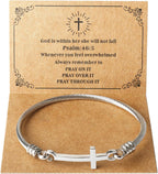 Product Title: Christian Cross Bracelet – “God Is Within Her She Will Not Fall” Bible Verse, Inspirational Stainless Steel Gift for Women, Daughter, Best Friend