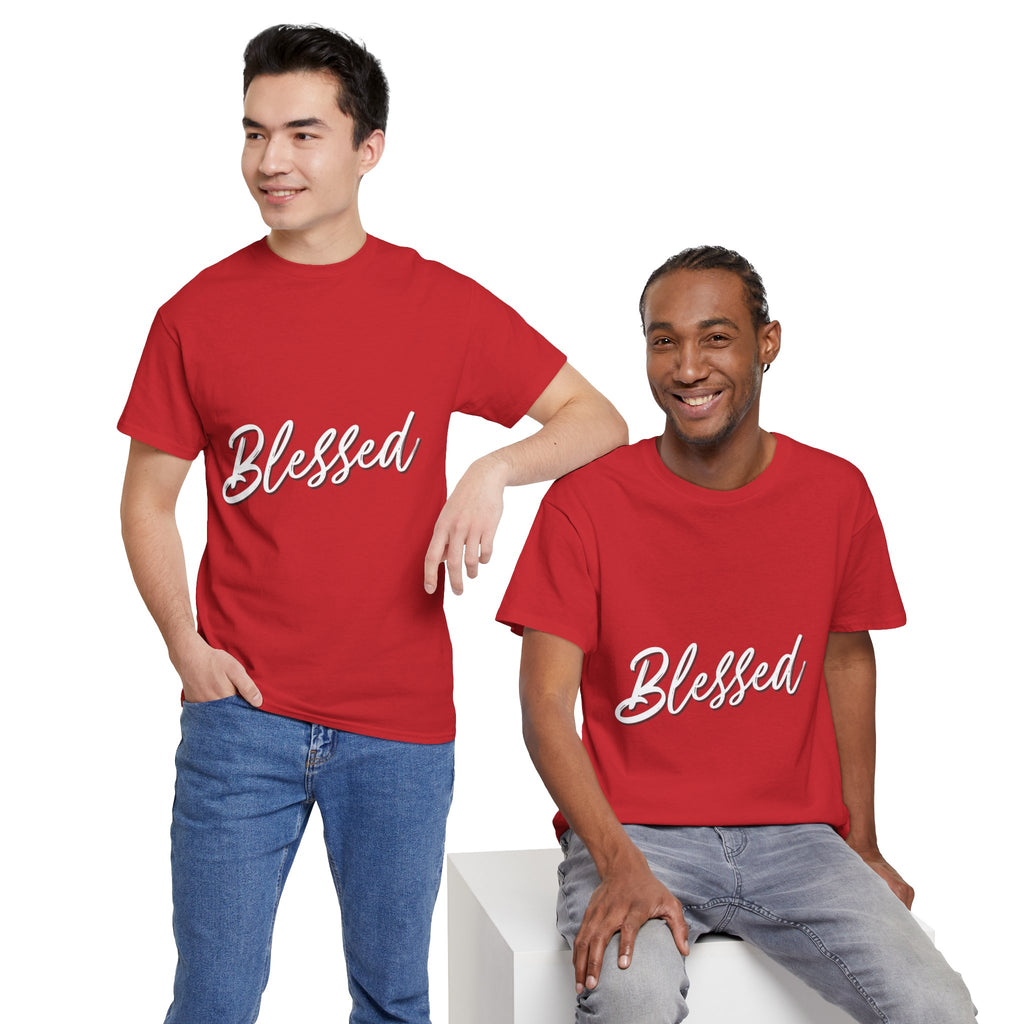 Blessed Lettered T-Shirt – Soft Cotton Tee with Subtle Gratitude Script – A Quiet Reminder of Faith, Grace & Inner Peace