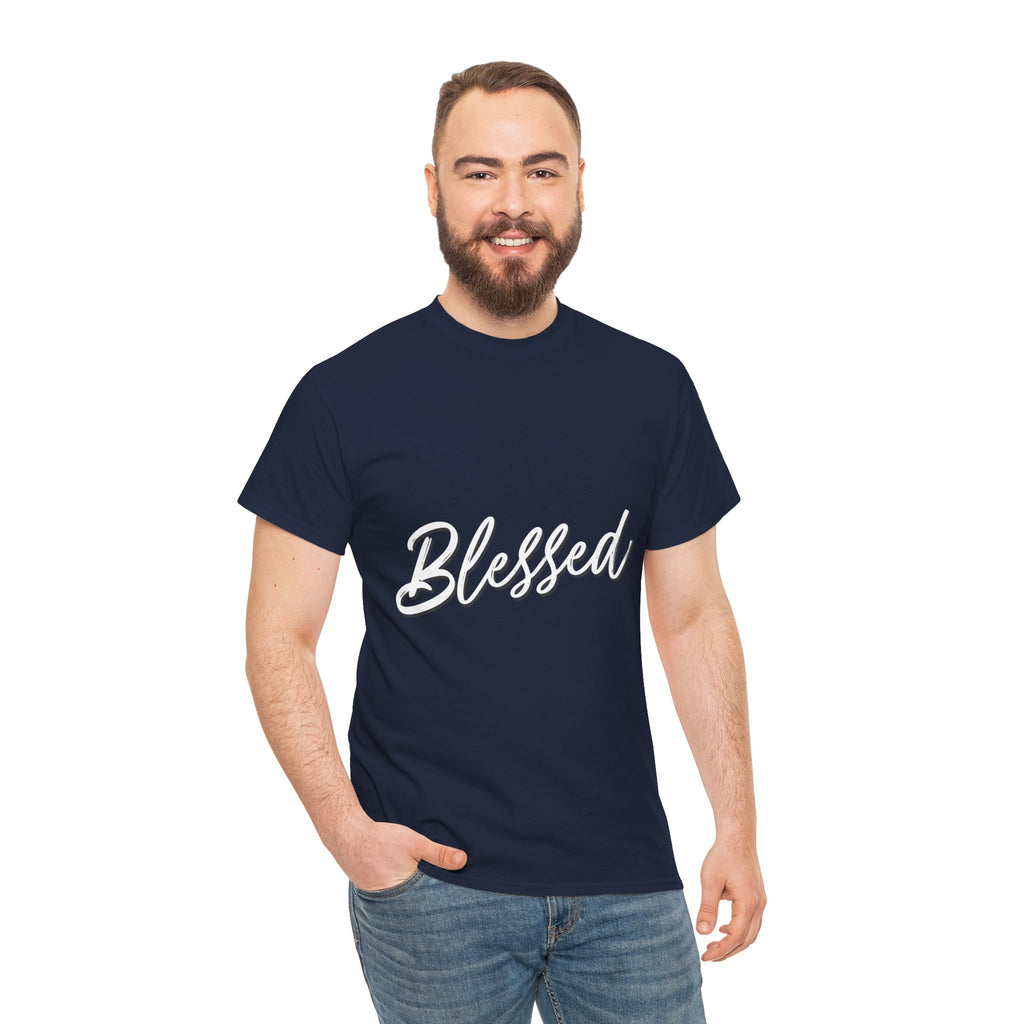 Blessed Lettered T-Shirt – Soft Cotton Tee with Subtle Gratitude Script – A Quiet Reminder of Faith, Grace & Inner Peace