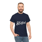 Blessed Lettered T-Shirt – Soft Cotton Tee with Subtle Gratitude Script – A Quiet Reminder of Faith, Grace & Inner Peace