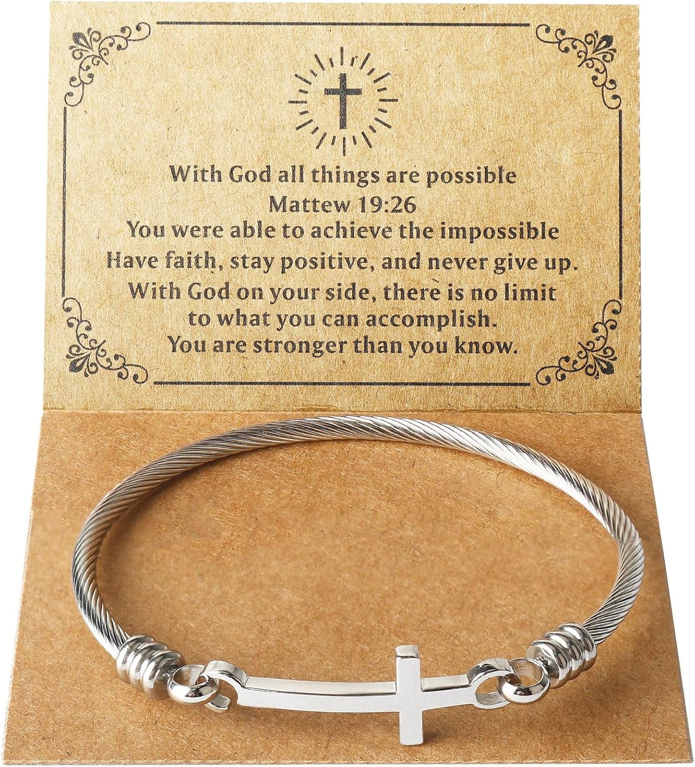 Product Title: Christian Cross Bracelet – “God Is Within Her She Will Not Fall” Bible Verse, Inspirational Stainless Steel Gift for Women, Daughter, Best Friend