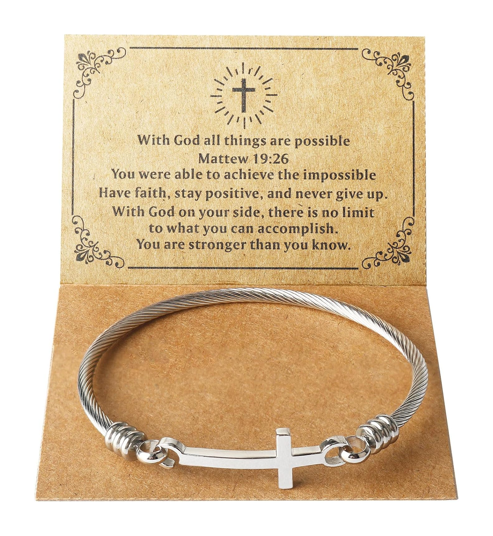 Christian Cross Bracelet, 18K Gold-Plated Stainless Steel , Psalm 46:5 – A Symbol of Faith and Unshakable Strength