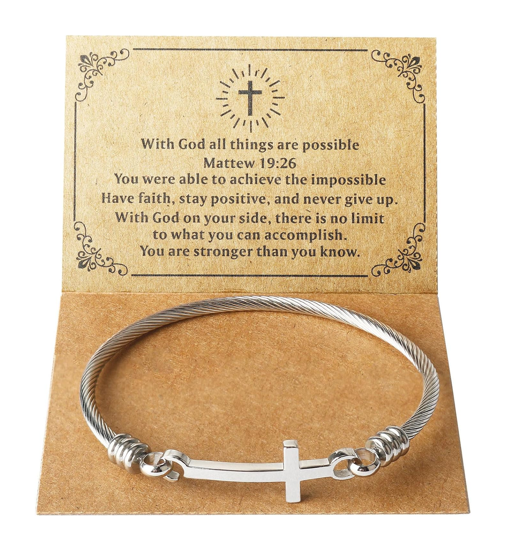 Christian Cross Bracelet, 18K Gold-Plated Stainless Steel , Psalm 46:5 – A Symbol of Faith and Unshakable Strength