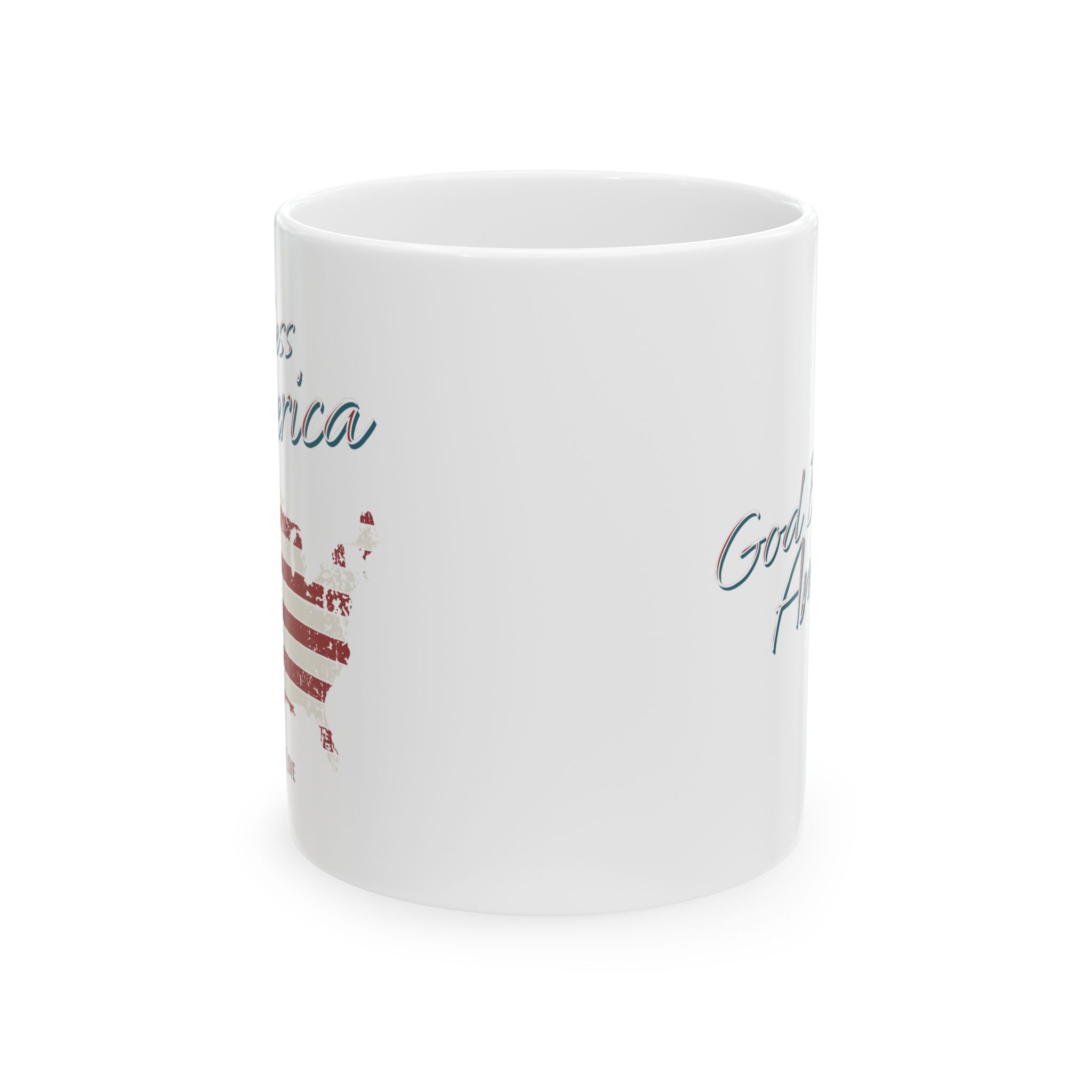 God Bless America Patriotic Ceramic Mug – Vintage Flag Design, 11oz or 15oz – A Quiet Morning Prayer for Faith, Freedom & Home