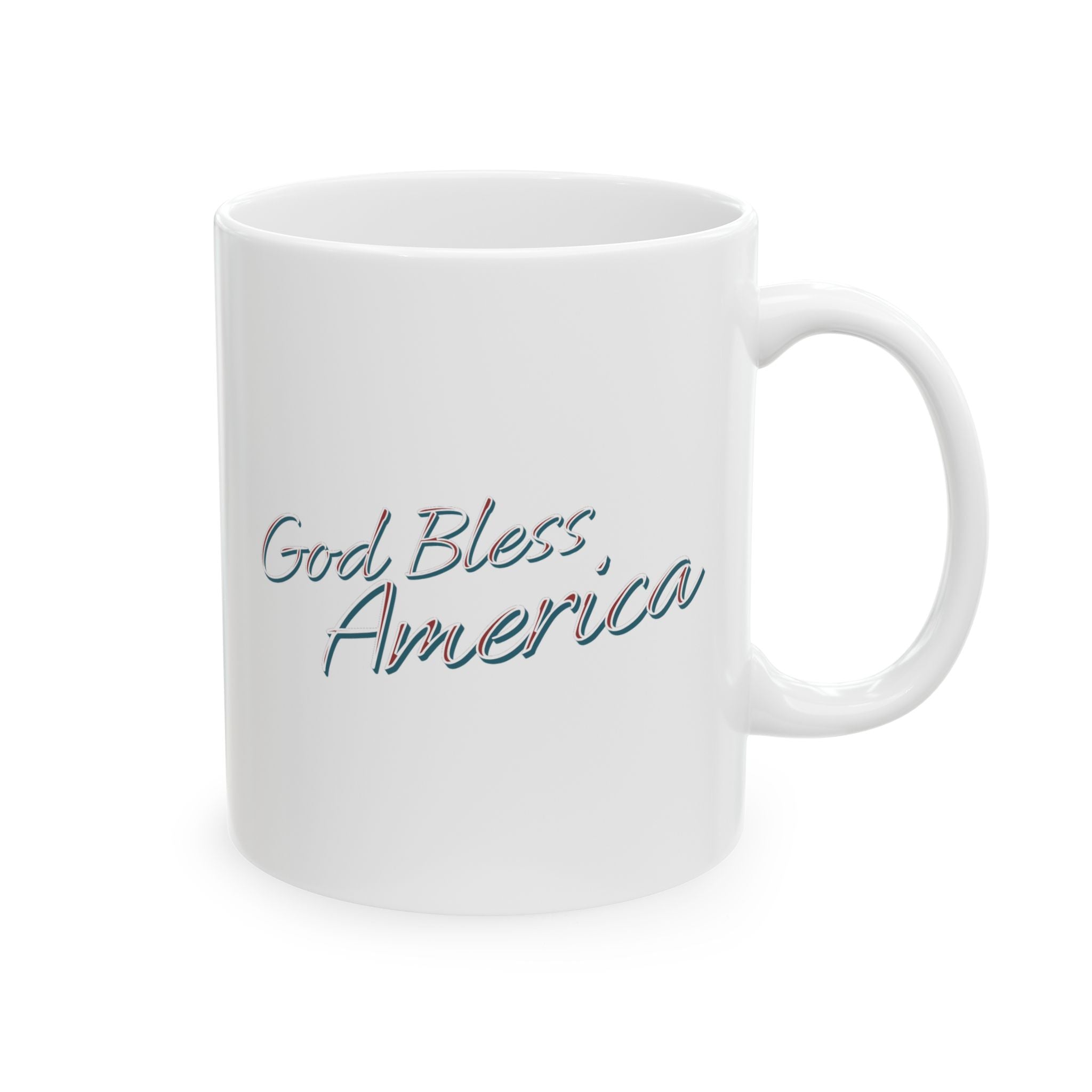 God Bless America Patriotic Ceramic Mug – Vintage Flag Design, 11oz or 15oz – A Quiet Morning Prayer for Faith, Freedom & Home
