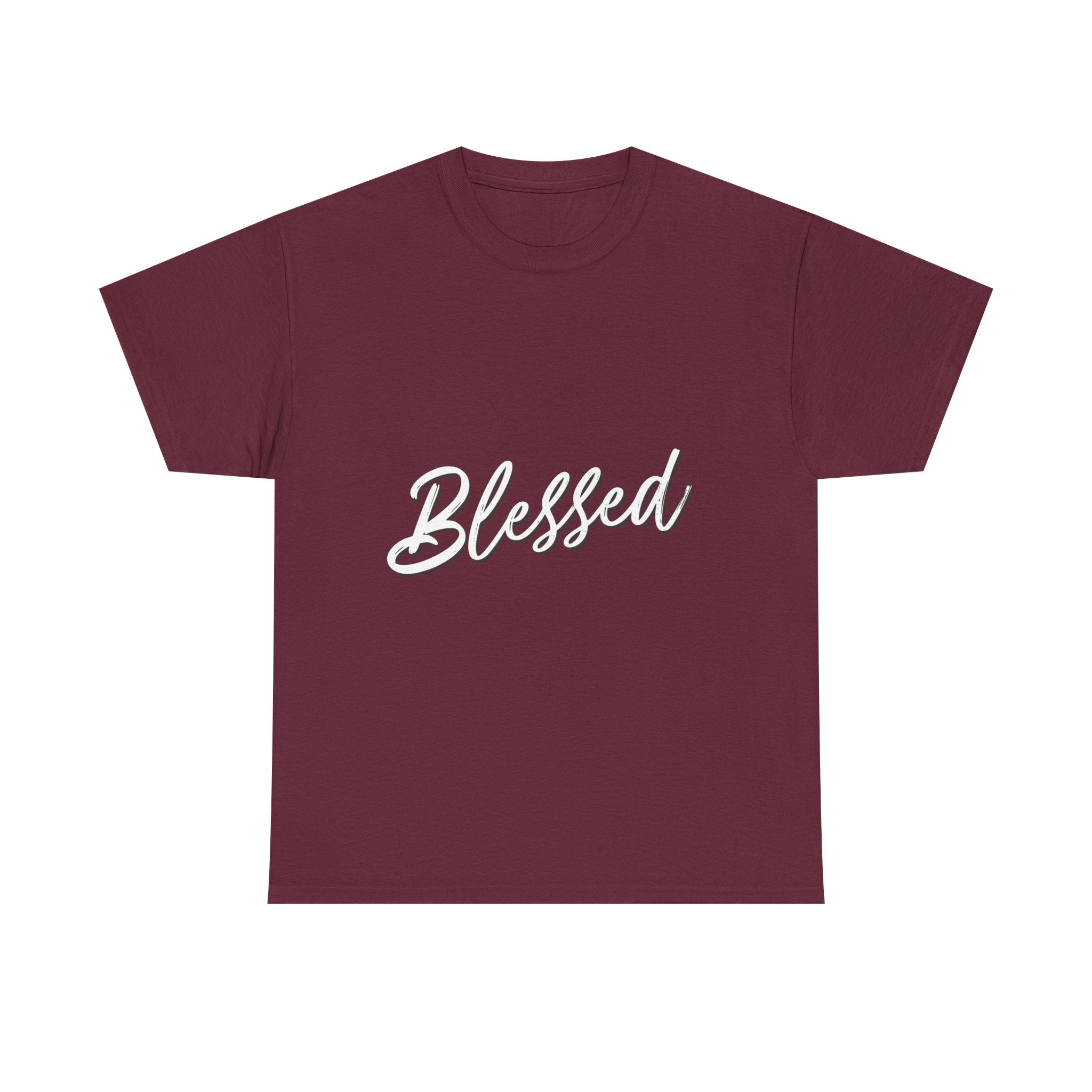 Blessed Lettered T-Shirt – Soft Cotton Tee with Subtle Gratitude Script – A Quiet Reminder of Faith, Grace & Inner Peace