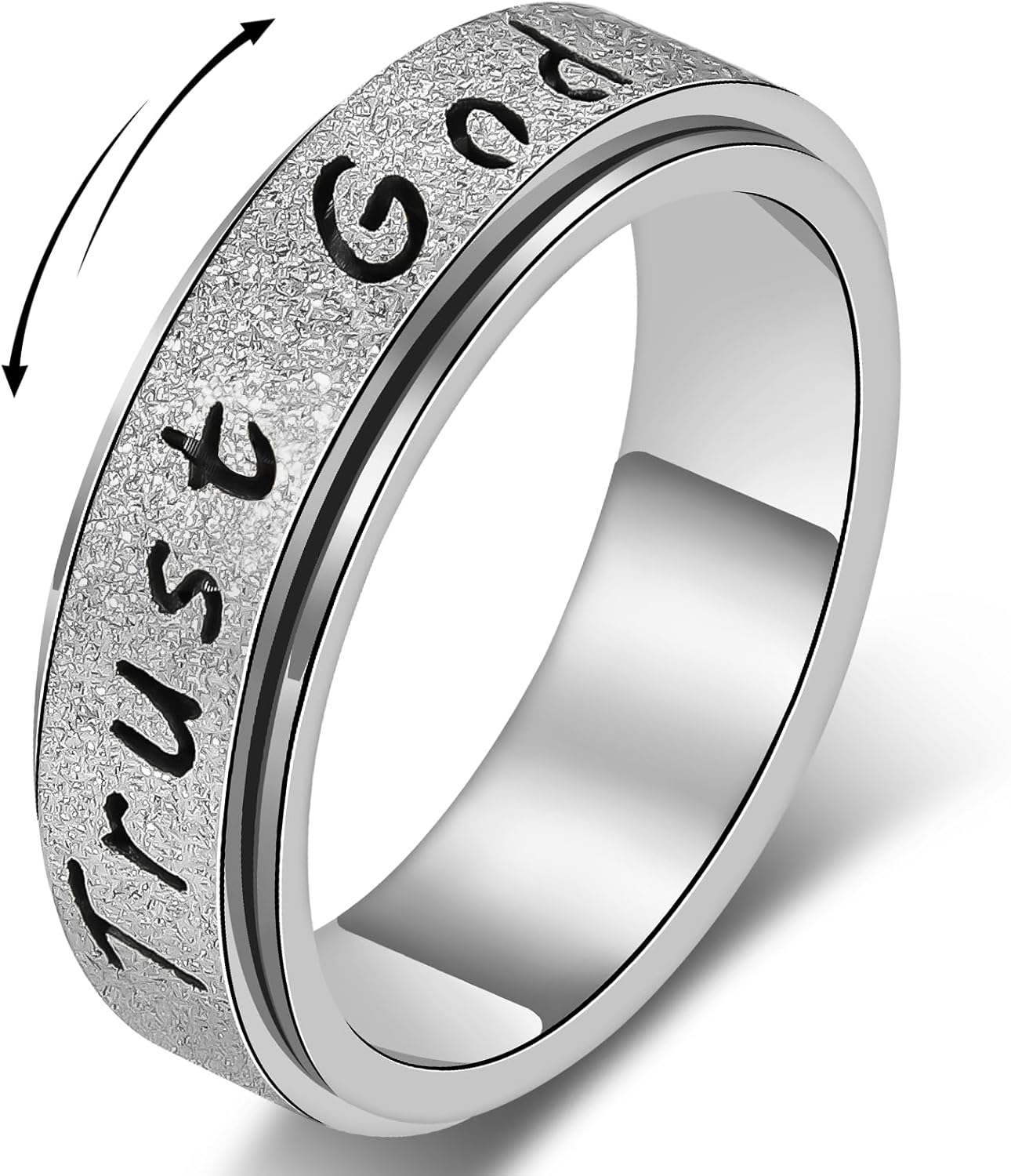 Trust God Fidget Spinner Ring – Anxiety Relief Gold-Plated Stainless Steel, Hypoallergenic Gift for Women & Men, Sizes 6-10