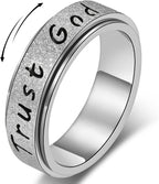 Trust God Fidget Spinner Ring – Anxiety Relief Gold-Plated Stainless Steel, Hypoallergenic Gift for Women & Men, Sizes 6-10