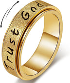 Trust God Fidget Spinner Ring – Anxiety Relief Gold-Plated Stainless Steel, Hypoallergenic Gift for Women & Men, Sizes 6-10