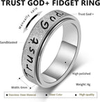 Trust God Fidget Spinner Ring – Anxiety Relief Gold-Plated Stainless Steel, Hypoallergenic Gift for Women & Men, Sizes 6-10