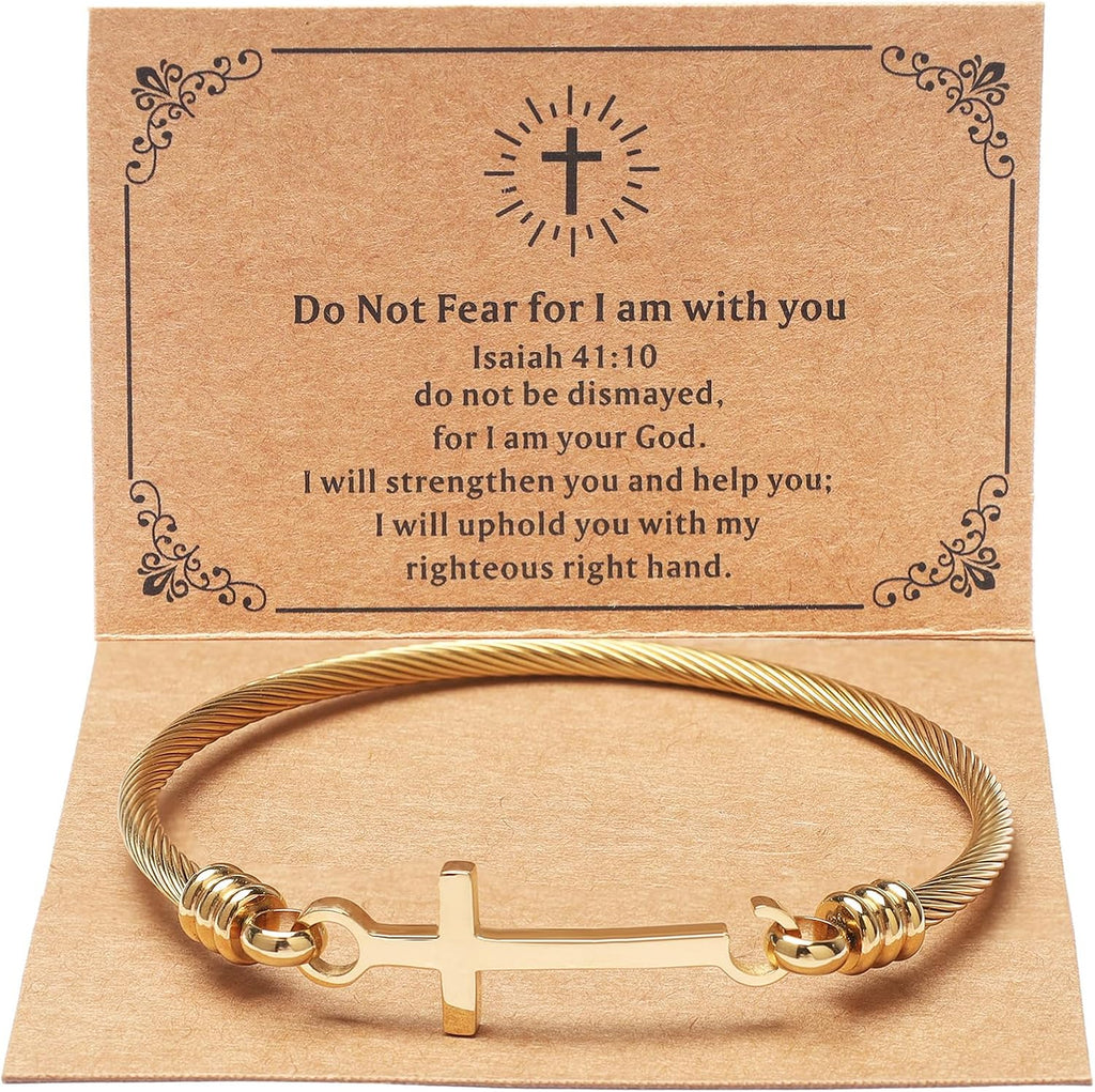 Product Title: Christian Cross Bracelet – “God Is Within Her She Will Not Fall” Bible Verse, Inspirational Stainless Steel Gift for Women, Daughter, Best Friend