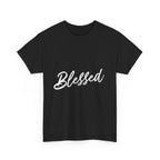 Blessed Lettered T-Shirt – Soft Cotton Tee with Subtle Gratitude Script – A Quiet Reminder of Faith, Grace & Inner Peace