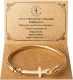 Product Title: Christian Cross Bracelet – “God Is Within Her She Will Not Fall” Bible Verse, Inspirational Stainless Steel Gift for Women, Daughter, Best Friend