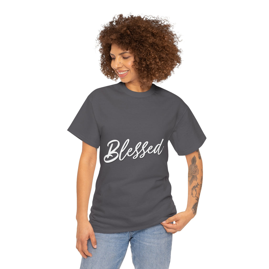 Blessed Lettered T-Shirt – Soft Cotton Tee with Subtle Gratitude Script – A Quiet Reminder of Faith, Grace & Inner Peace