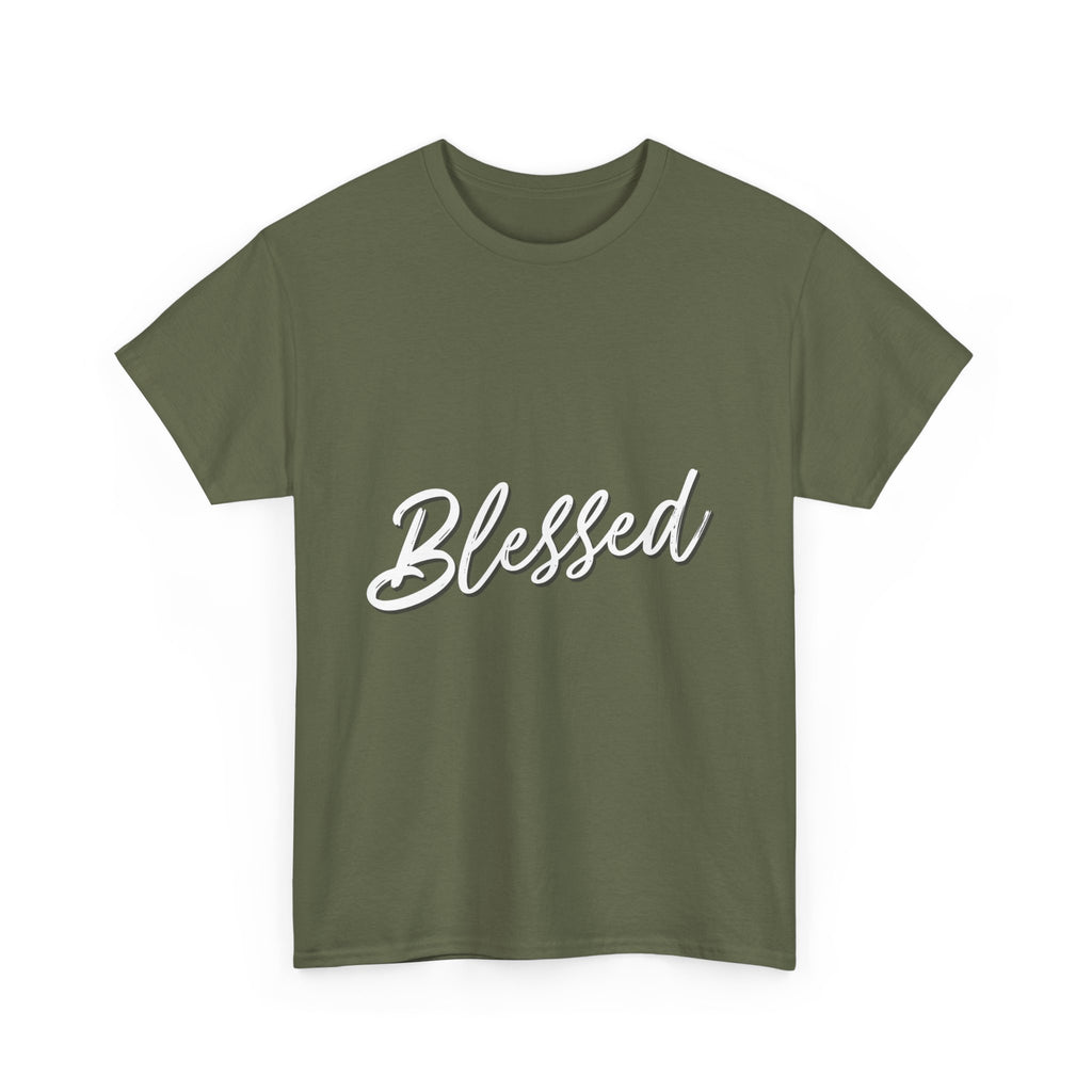 Blessed Lettered T-Shirt – Soft Cotton Tee with Subtle Gratitude Script – A Quiet Reminder of Faith, Grace & Inner Peace
