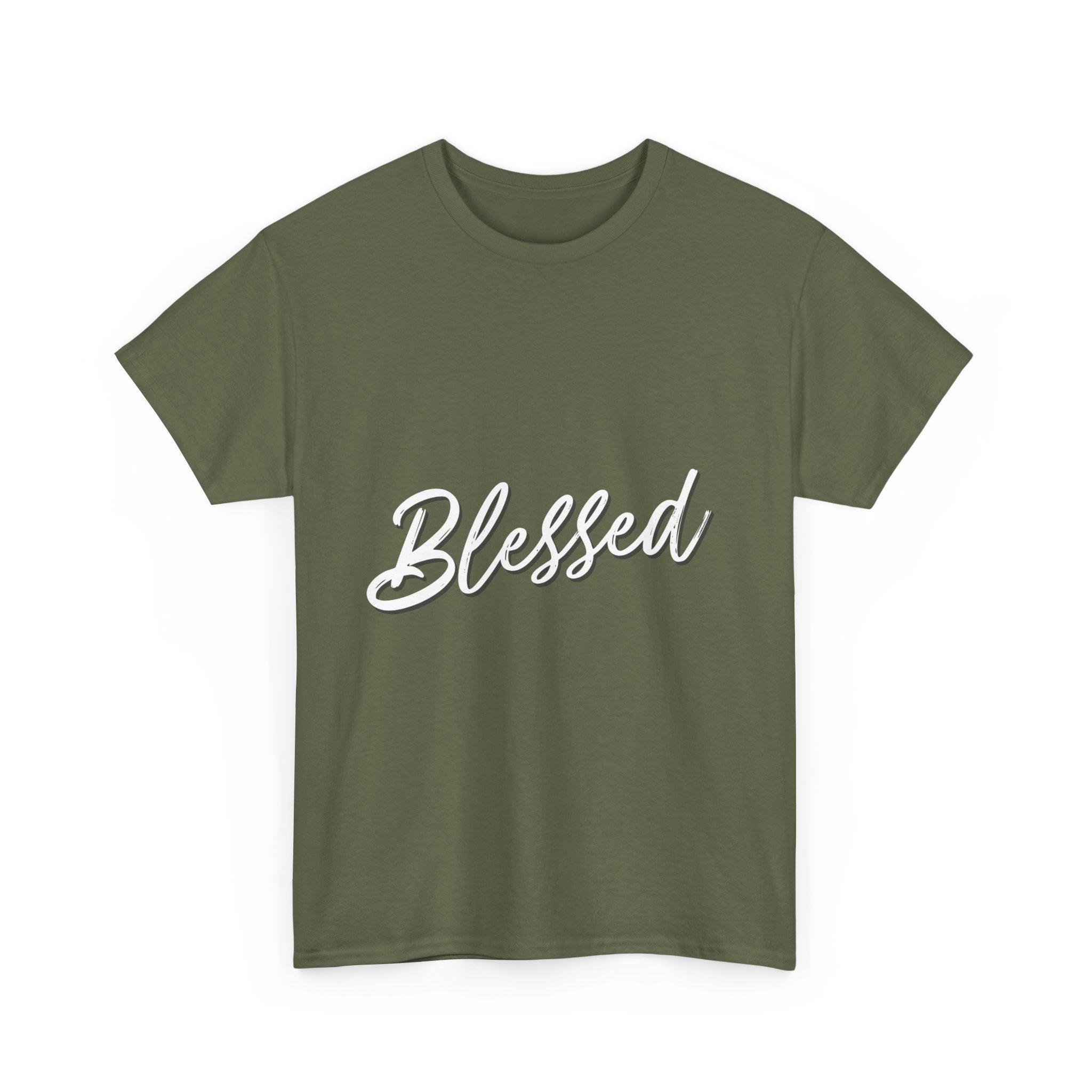 Blessed Lettered T-Shirt – Soft Cotton Tee with Subtle Gratitude Script – A Quiet Reminder of Faith, Grace & Inner Peace