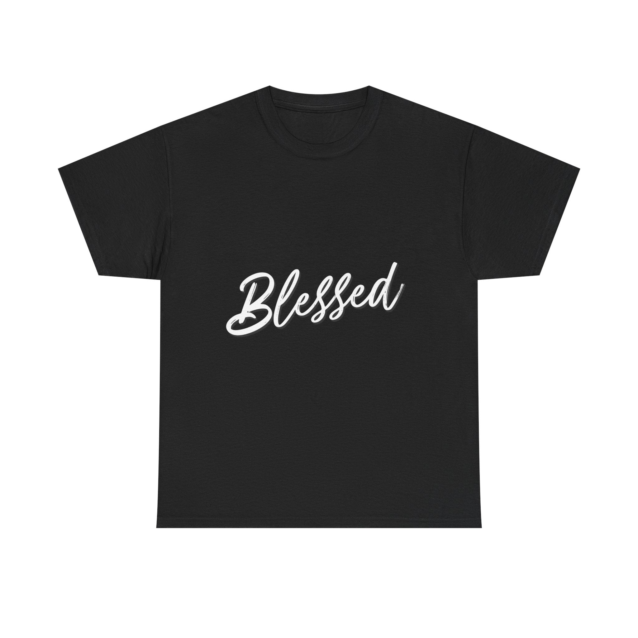 Blessed Lettered T-Shirt – Soft Cotton Tee with Subtle Gratitude Script – A Quiet Reminder of Faith, Grace & Inner Peace