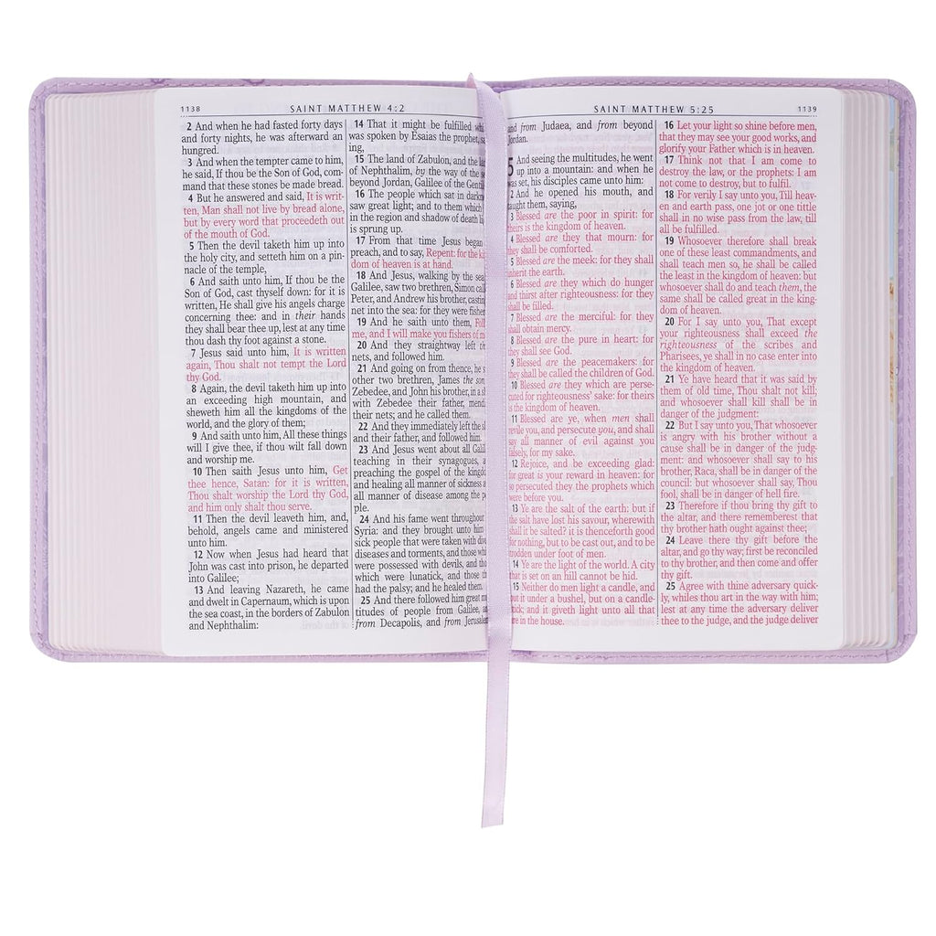 KJV Compact Large Print Bible, Lavender Vegan Leather, Red Letter – A Bloom of Faith and Spiritual Joy