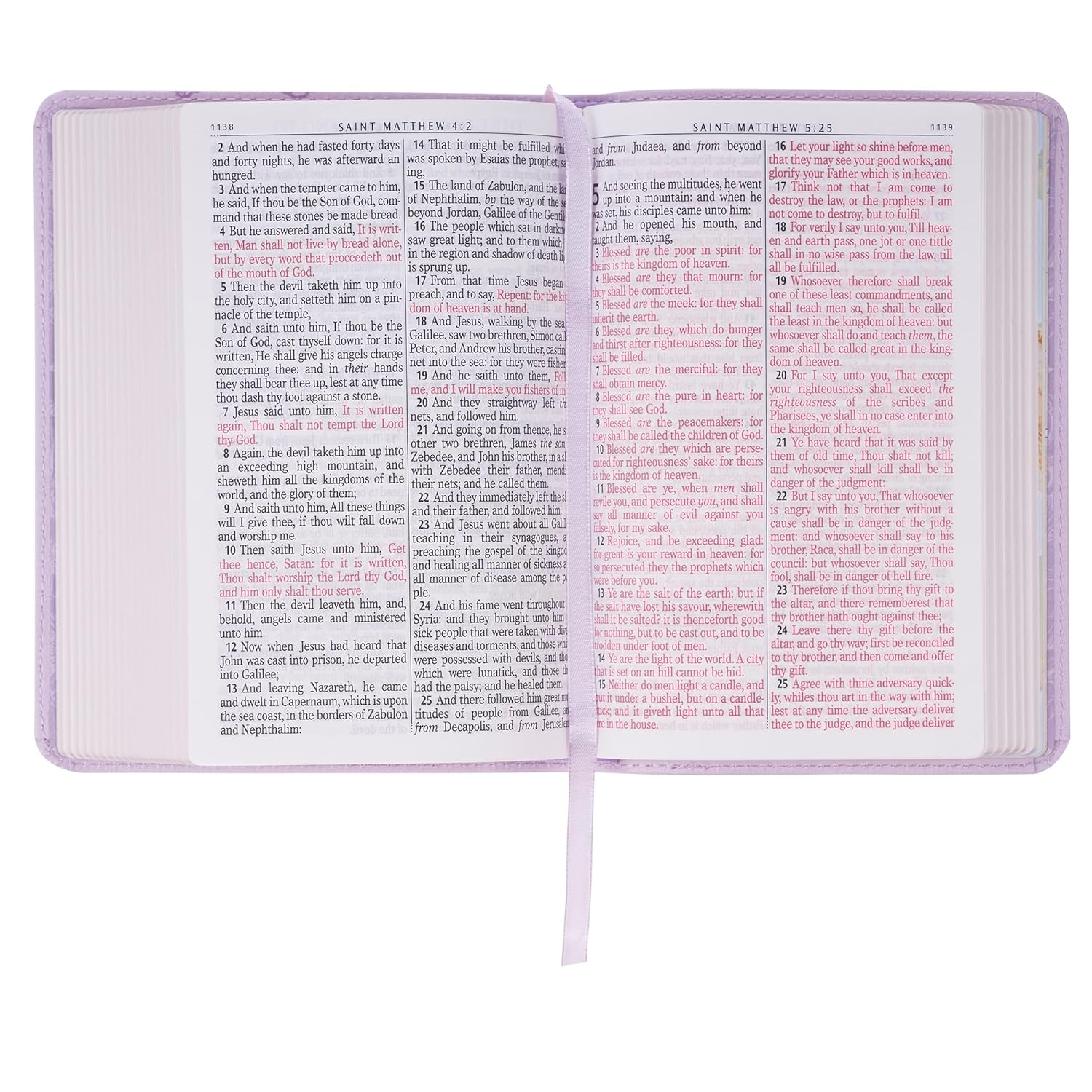 KJV Compact Large Print Bible, Lavender Vegan Leather, Red Letter – A Bloom of Faith and Spiritual Joy
