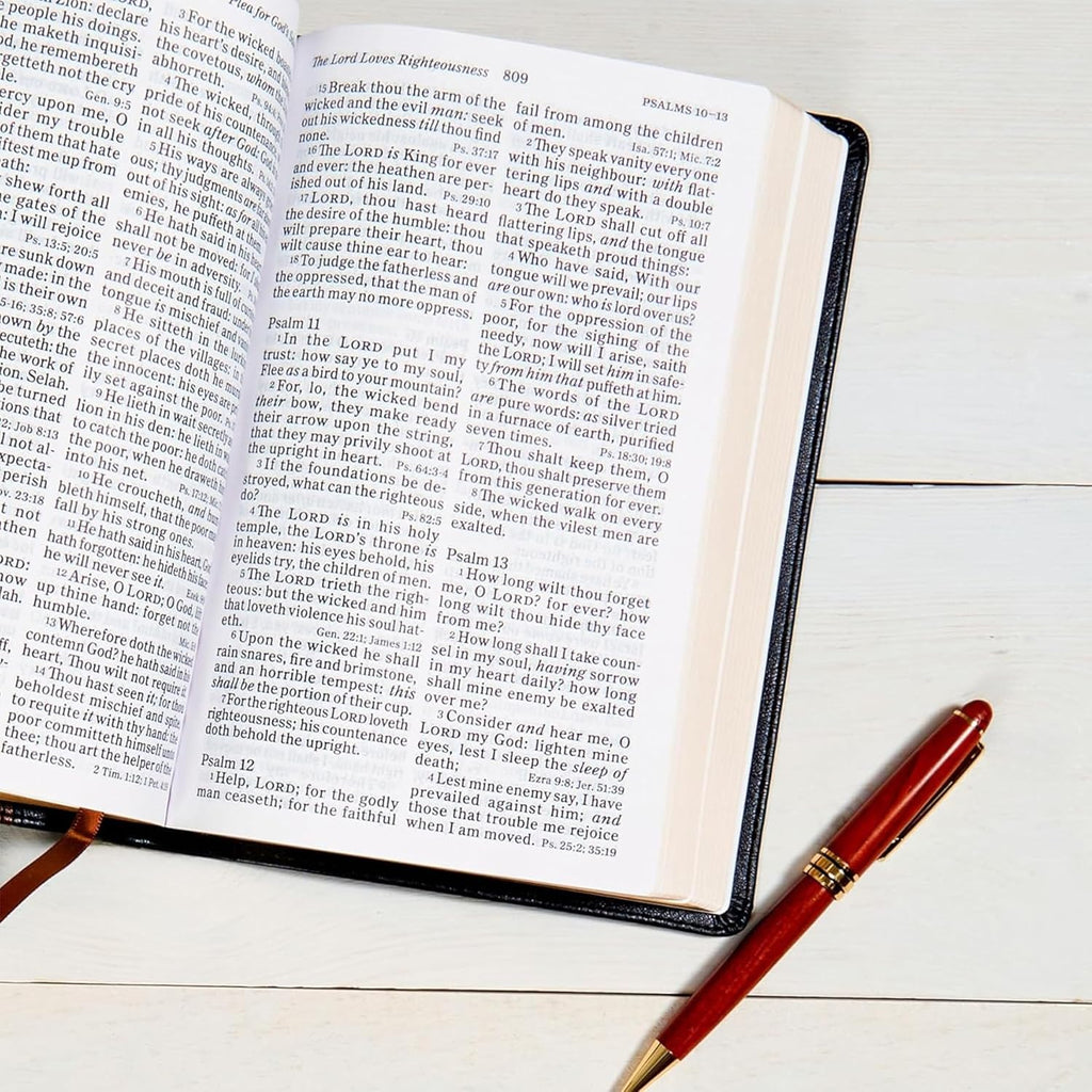 KJV Large Print Personal Size Bible, Charcoal Leathertouch, Red Letter – A Beacon of Wisdom and Spiritual Clarity
