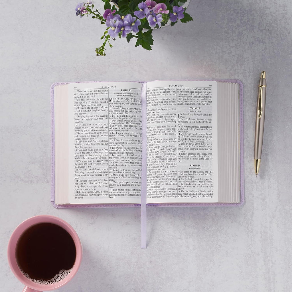 KJV Compact Large Print Bible, Lavender Vegan Leather, Red Letter – A Bloom of Faith and Spiritual Joy