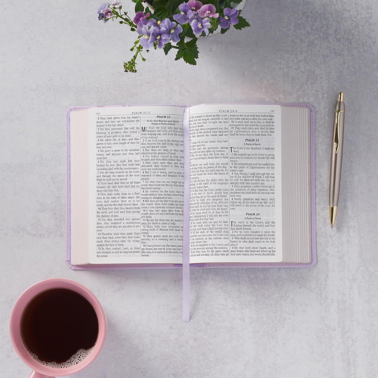 KJV Compact Large Print Bible, Lavender Vegan Leather, Red Letter – A Bloom of Faith and Spiritual Joy