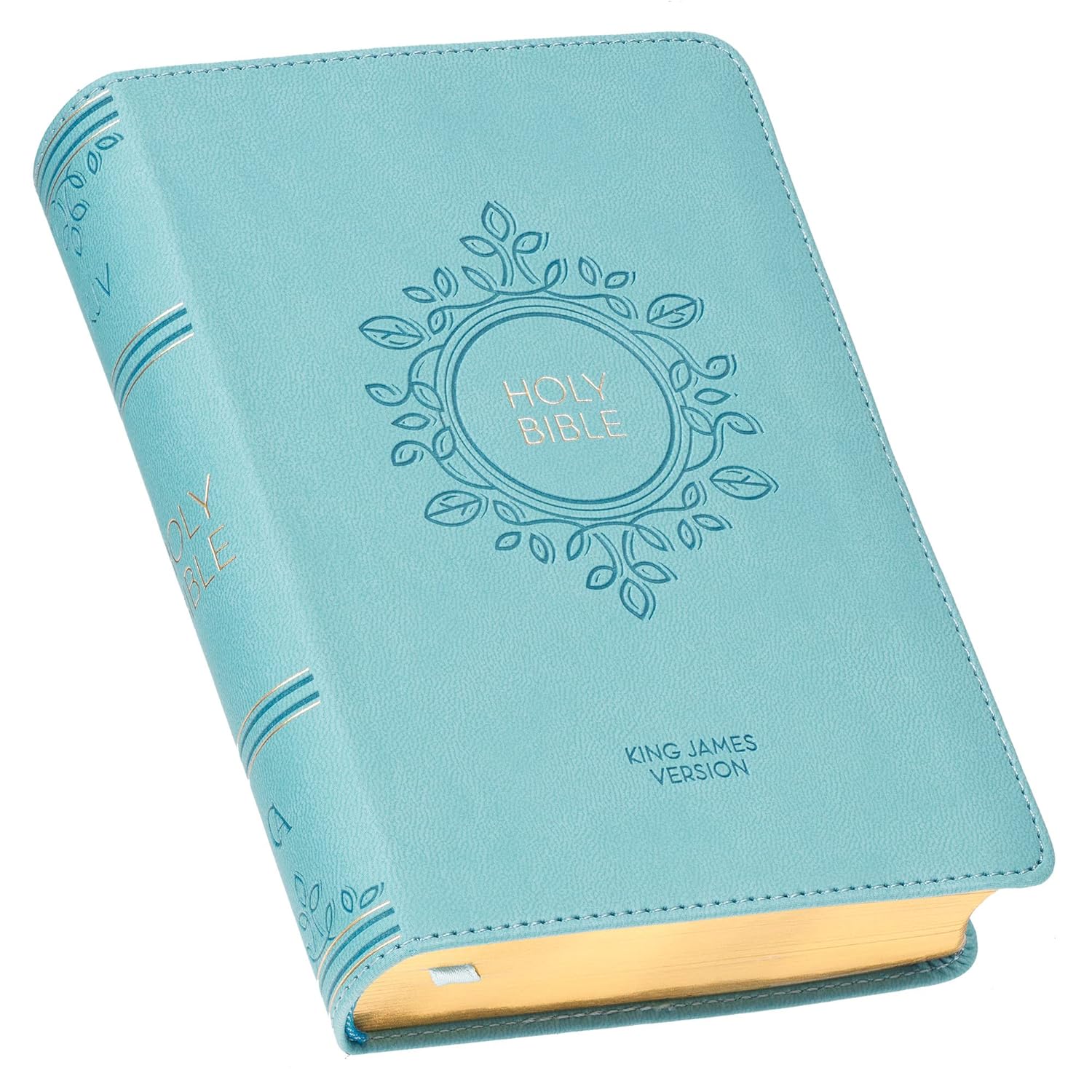 KJV Compact Large Print Bible, Aqua Blue Faux Leather, Red Letter – A Guide to Faith and Youthful Awakening
