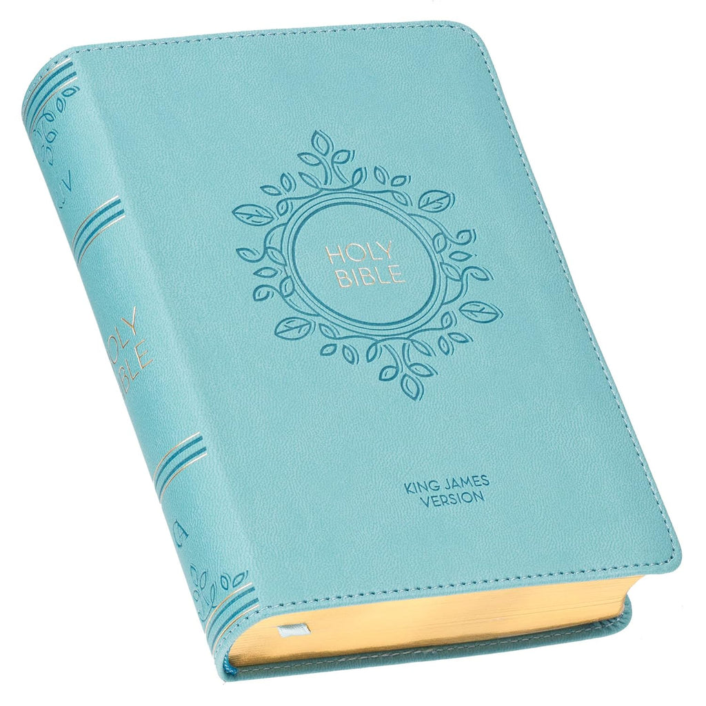 KJV Compact Large Print Bible, Aqua Blue Faux Leather, Red Letter – A Guide to Faith and Youthful Awakening