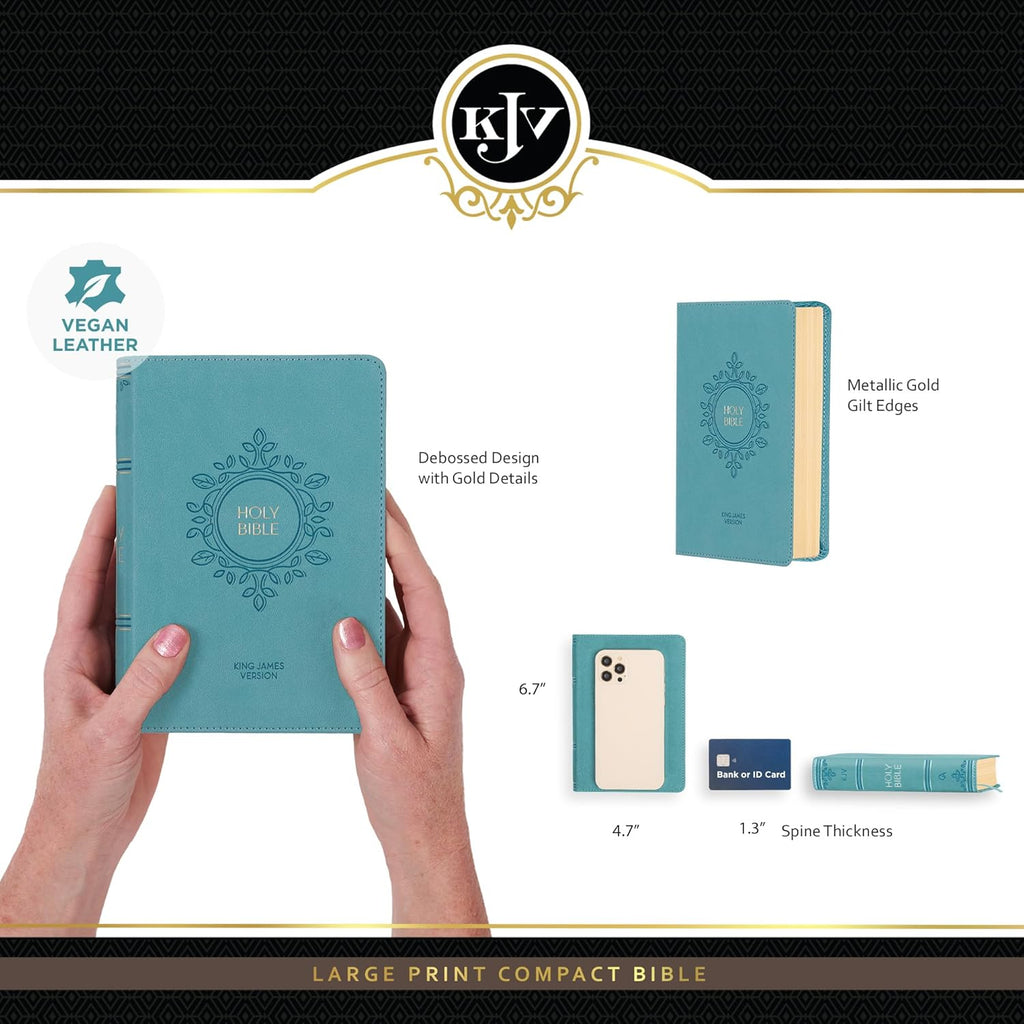 KJV Compact Large Print Bible, Aqua Blue Faux Leather, Red Letter – A Guide to Faith and Youthful Awakening