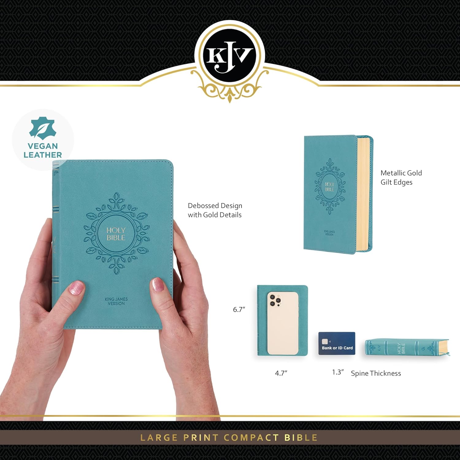 KJV Compact Large Print Bible, Aqua Blue Faux Leather, Red Letter – A Guide to Faith and Youthful Awakening