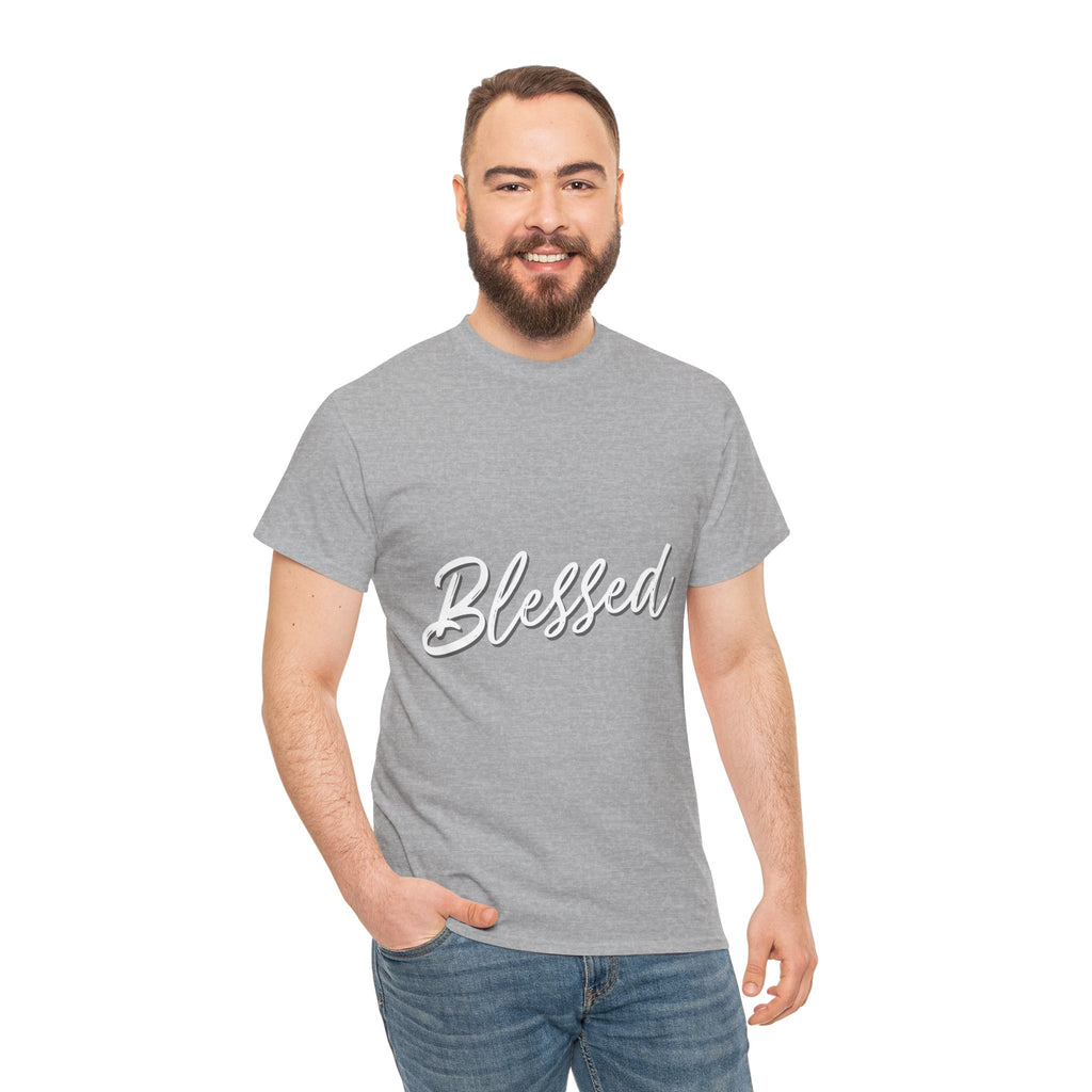 Blessed Lettered T-Shirt – Soft Cotton Tee with Subtle Gratitude Script – A Quiet Reminder of Faith, Grace & Inner Peace