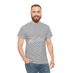 Blessed Lettered T-Shirt – Soft Cotton Tee with Subtle Gratitude Script – A Quiet Reminder of Faith, Grace & Inner Peace