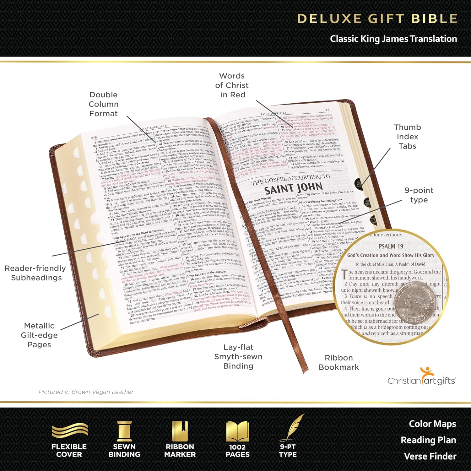 KJV Standard Size Faux Leather Bible, Gray/Black, Zipper & Thumb Index – A Beacon of Faith and Timeless Wisdom