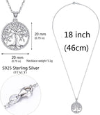 Tree of Life Necklace, Sterling Silver Pendant for Women Necklaces Jewelry (With Fine Gift Box)