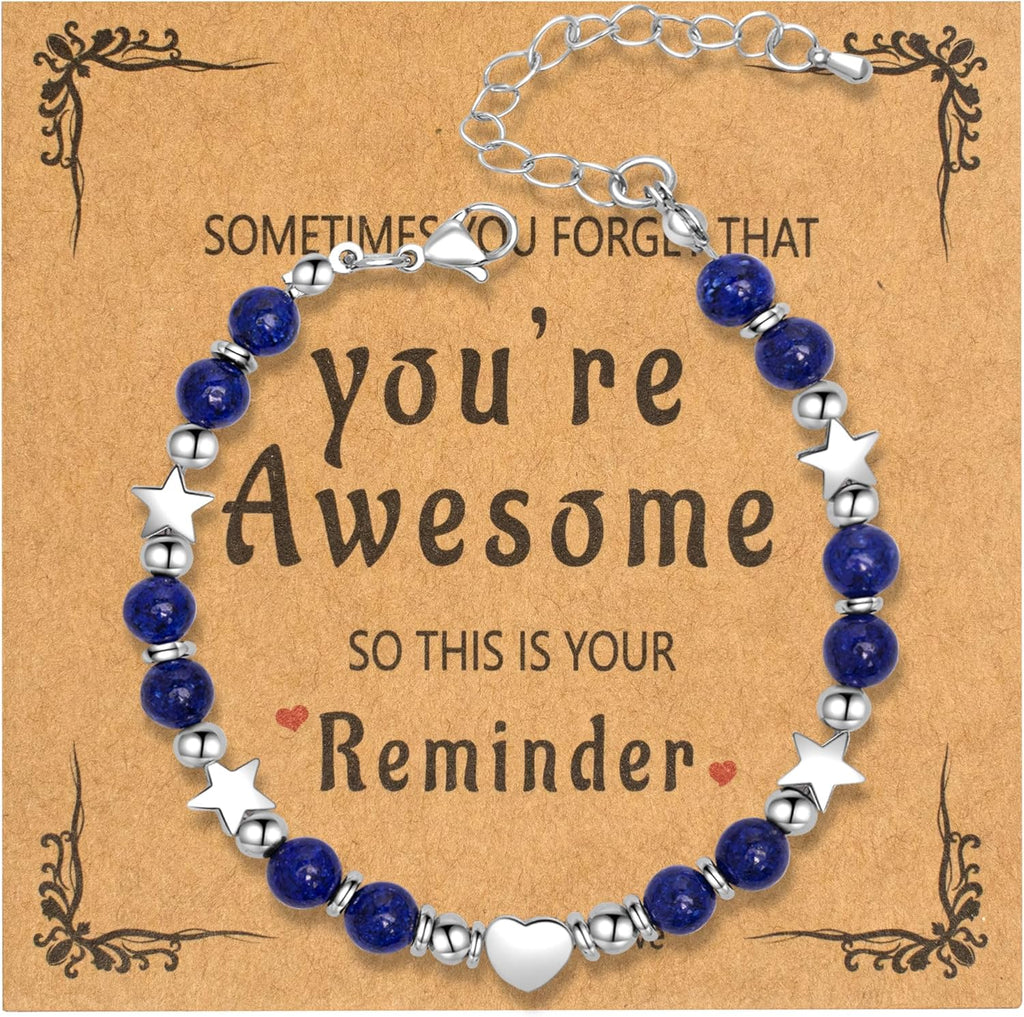 Heart Beaded Amazonite Bracelet – Thoughtful Gift for Women, Moms, Daughters, Coworkers, Friends, Wives, Granddaughters, Teachers