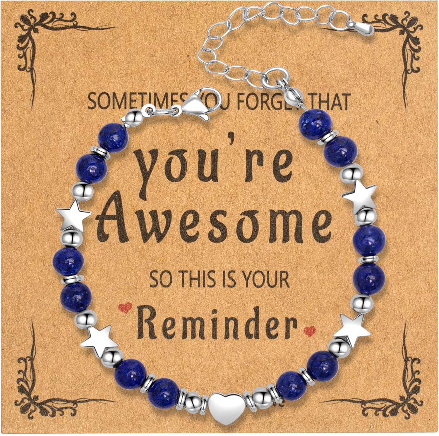 Heart Beaded Amazonite Bracelet – Thoughtful Gift for Women, Moms, Daughters, Coworkers, Friends, Wives, Granddaughters, Teachers