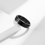 Minimalist Cross Spinner Ring – Christian Prayer Stress Relief Fidget Band, Stainless Steel, Black/Silver, Gift for Men & Women, Sizes 6-10