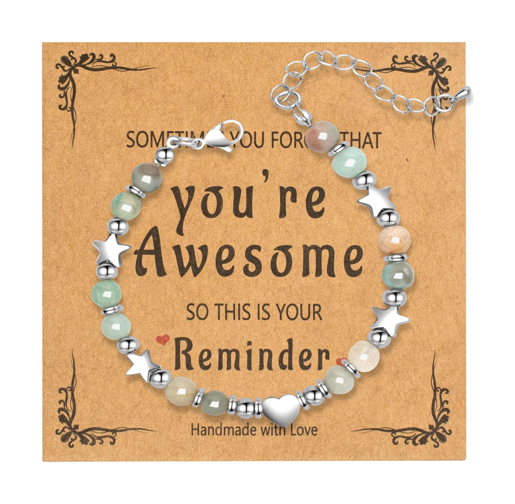 Heart Beaded Amazonite Bracelet with Stainless Steel, Adjustable – A Symbol of Balance and Soulful Strength