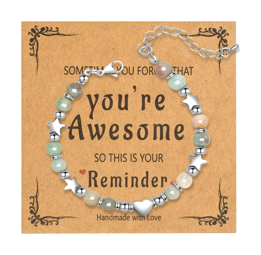 Heart Beaded Amazonite Bracelet with Stainless Steel, Adjustable – A Symbol of Balance and Soulful Strength