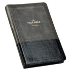 KJV Standard Size Faux Leather Bible, Gray/Black, Zipper & Thumb Index – A Beacon of Faith and Timeless Wisdom