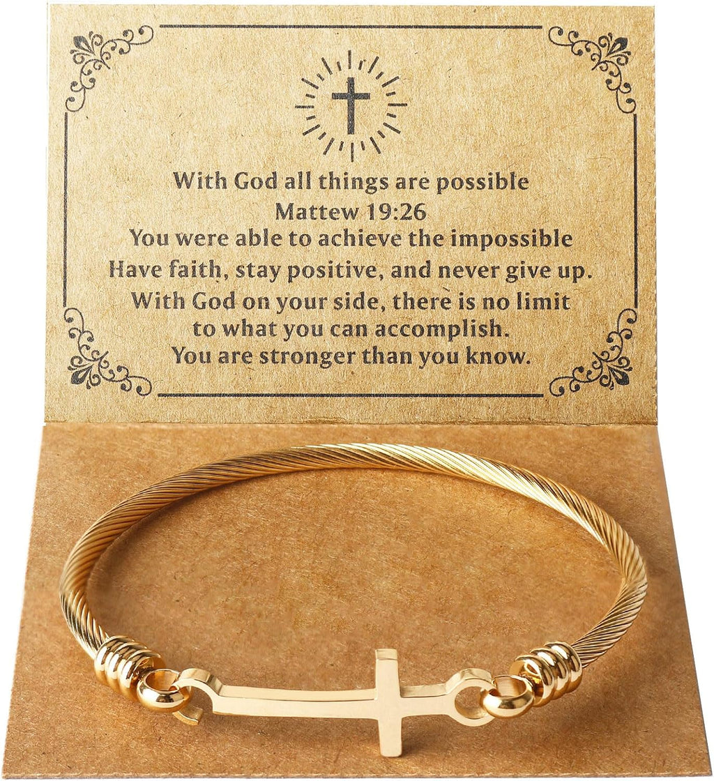 Product Title: Christian Cross Bracelet – “God Is Within Her She Will Not Fall” Bible Verse, Inspirational Stainless Steel Gift for Women, Daughter, Best Friend