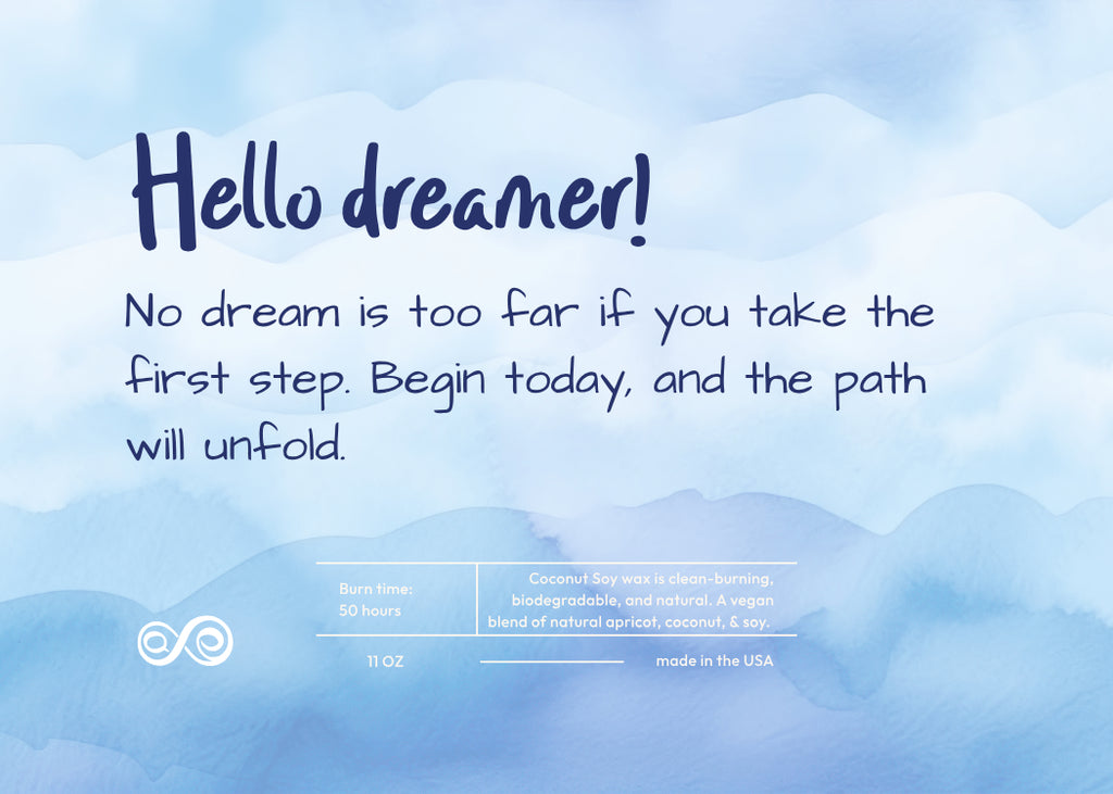 Hello Dreamer Take the next step Candle Frosted Glass (Hand Poured 11 oz)