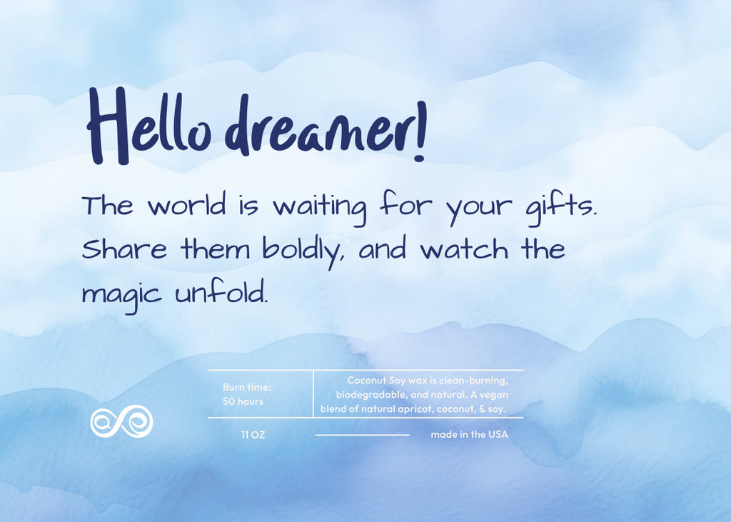 Hello Dreamer watch the magic unfold Candle Frosted Glass (Hand Poured 11 oz)