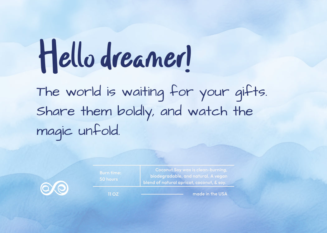 Hello Dreamer watch the magic unfold Candle Frosted Glass (Hand Poured 11 oz)