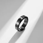 Minimalist Cross Spinner Ring – Christian Prayer Stress Relief Fidget Band, Stainless Steel, Black/Silver, Gift for Men & Women, Sizes 6-10
