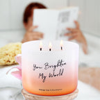 Orange Goji Berry & Eucalyptus 3-Wick Soy Candle, 15.8 Oz | Highly Scented Aromatherapy Candle for Stress Relief | “You Brighten My World” | Gift for Women & Men | Long-Lasting, Clean Burn