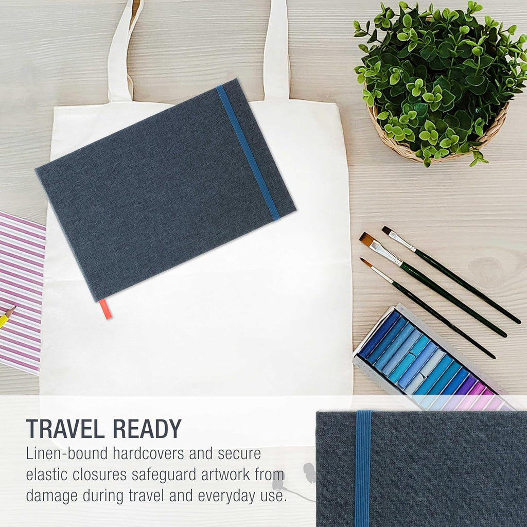 5.5" X 8.5" Watercolor Book (2 Pack, 76 Sheets Each) - 110Lb (230 GSM) Linen-Bound Hardcover Artist Paper Pads - Acid-Free Cold-Pressed Watercolor Paper Pad Mixed Media