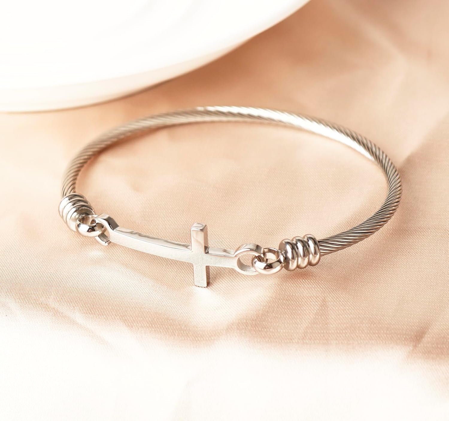 Product Title: Christian Cross Bracelet – “God Is Within Her She Will Not Fall” Bible Verse, Inspirational Stainless Steel Gift for Women, Daughter, Best Friend
